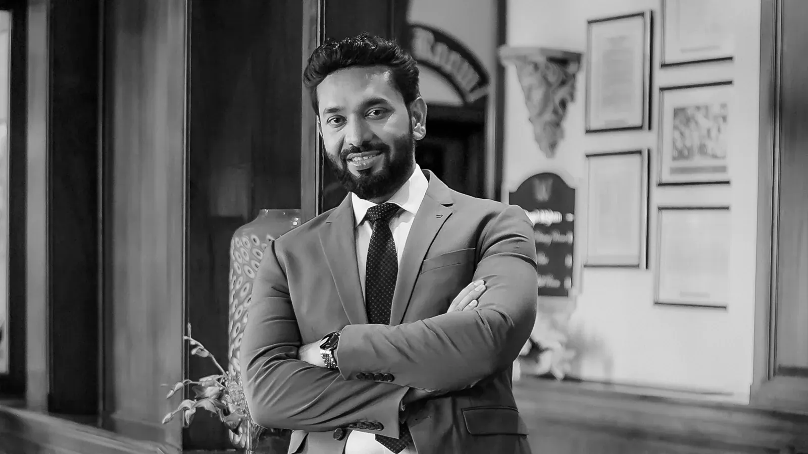 Black and white portrait of Ashwani Kumar